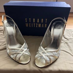 Stuart Weitzman gold pumps